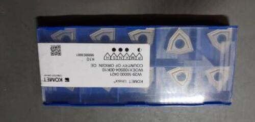 DESCRIPTION: (10) CARBIDE MILLING INSERTS BRAND/MODEL: WOEX 100504-00K10 RETAIL$: $199.89 QTY: 10