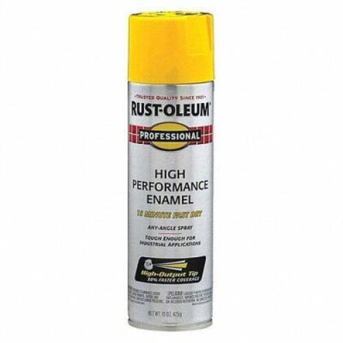DESCRIPTION: (5) PROFESSIONAL RUST PREVENTATIVE SPRAY PAINT BRAND/MODEL: RUST-0LEUM #490T05 INFORMATION: SAFETY YELLOW RETAIL$: $7.18 EA SIZE: 15OZ QT