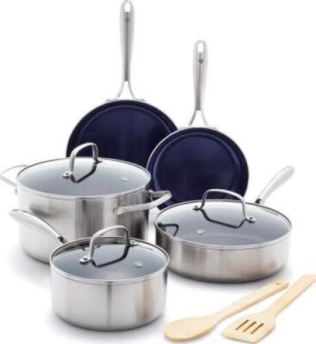 DESCRIPTION: (1) SET OF (10) NONSTICK COOKWARE BRAND/MODEL: BLUE DIAMOND RETAIL$: $89.00 EA QTY: 1