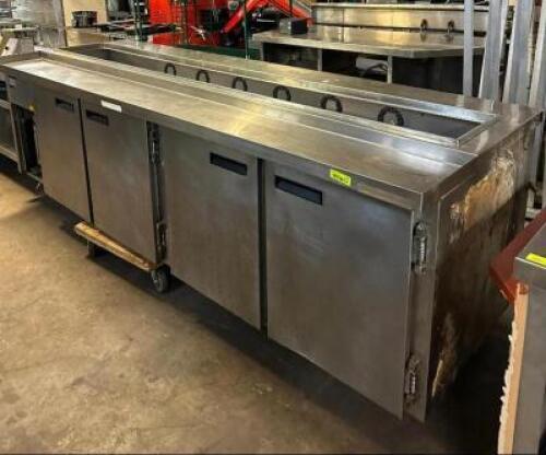 4-DOOR REFRIGERATED PREP COOLER WITH SNEEZE GUARD BRACKET ATTACHMENTS