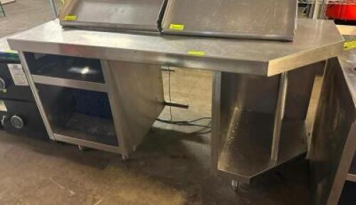 STAINLESS CORNER COUTNER WITH STROAGE AND ELECTRICAL HOOKUP
