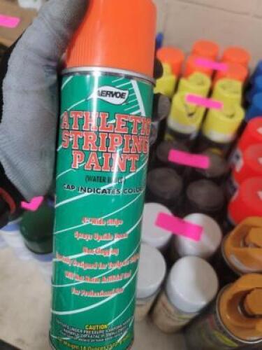 DESCRIPTION: (6) ATHLETIC STRIPING PAINT BRAND/MODEL: AERVOE/796 INFORMATION: FL.ORANGE RETAIL$: $ 80.40 TOTAL SIZE: 20 OZ QTY: 6