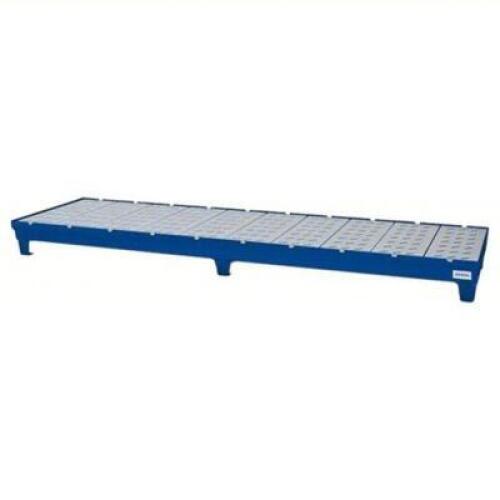 DESCRIPTION: (1) SPILL CONTAINMENT PALLETBRAND/MODEL: DENIOS #793VT3INFORMATION: BLUE, STEEL, 66 GAL SPILL CAPACITY, 2,400 LB LOAD CAPACITYSIZE: FOR 4 DRUMS, 9" x 34" x 113"RETAIL$: $2253.07 EAQTY: 1