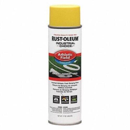 DESCRIPTION: (6) WATER-BASE ATHLETIC FIELD STRIPING PAINT BRAND/MODEL: RUST-OLEUM #3BU15 INFORMATION: YELLOW RETAIL$: $9.70 EA SIZE: 17 OZ QTY: 6