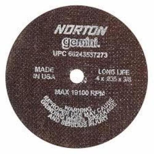 DESCRIPTION: (3) BOXES OF (25) CUT-OFF WHEEL BRAND/MODEL: NORTON GEMINI #66243537273 SIZE: 4" X 0.35" X 3/8" RETAIL$: $10.82 PER WHEEL QTY: 3
