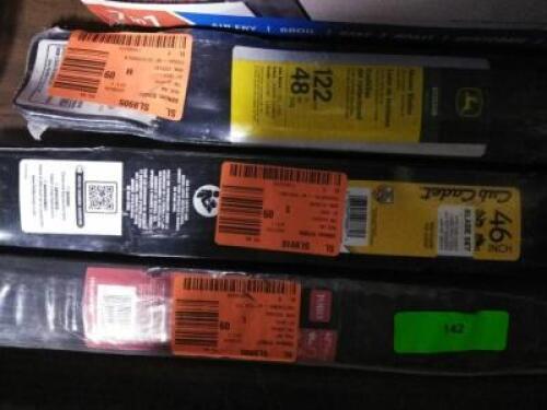DESCRIPTION: (3) DIFFERENT LAWN MOWER BLADES BRAND/MODEL: TORO, JOHN DEERE, CUB CADET SIZE: 48/42/46 RETAIL$: $100.00 EA QTY: 3