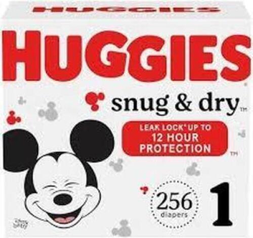 DESCRIPTION: (4) PACKS OF (64) DIAPERS BRAND/MODEL: HUGGIES INFORMATION: SNUG & DRY SIZE: SIZE 1 RETAIL$: $53.07 EA QTY: 4