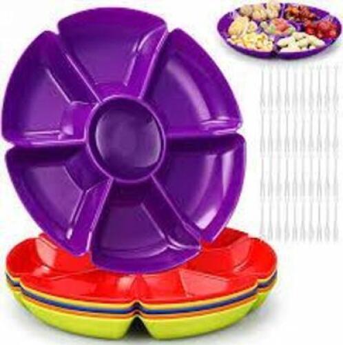 DESCRIPTION: (12) 6 PORTION DIVIDED PLATES BRAND/MODEL: ZHEHAO INFORMATION: MULTI COLORS, SERVING TRAYS RETAIL$: $16.99 EA QTY: 12