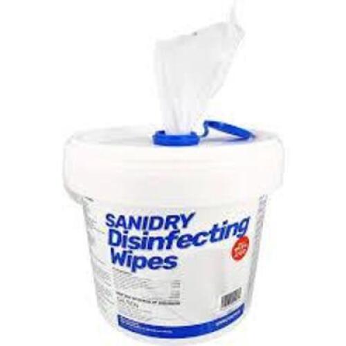 DESCRIPTION: (4) CONTAINERS OF (300) HAND SANITIZER WIPES BRAND/MODEL: SANIDRY INFORMATION: ROSMAR SIZE: 5.9" X 6.7" RETAIL$: $26.49 EA QTY: 4