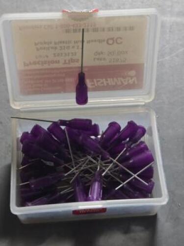DESCRIPTION: (4) BOXES OF (50)POSILOK 21Gx1 PURPLE PLASTIC HUB NEEDLE BRAND/MODEL: FISHMAN Z513121 SIZE: 1" RETAIL$: $283.24 QTY: 4