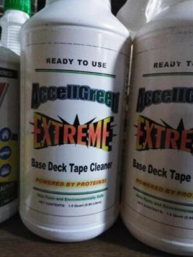 DESCRIPTION: (6) BASE DECK TAPE CLEANER BRAND/MODEL: ACCELLGREEN EXTREME SIZE: 1 QT RETAIL$: $8.00 EA QTY: 6