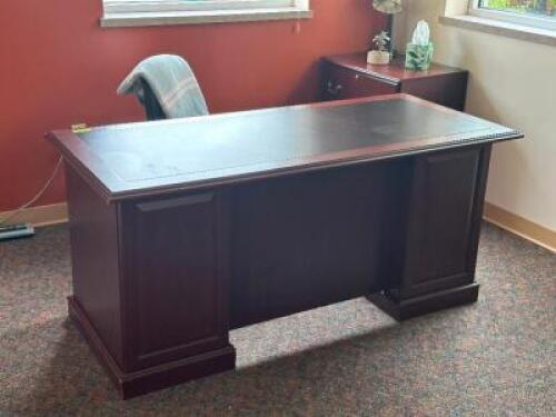 HIGH END OFFICE DESK AND MATCHING FILE CABINET