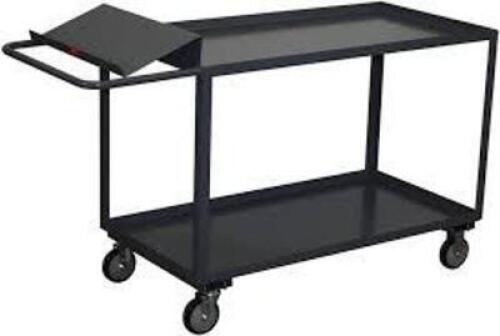 DESCRIPTION: (1) TWO SHELF ORDER PICKING CART WITH WRITING STAND BRAND/MODEL: DURHAM INFORMATION: STEEL, GRAY SIZE: 30" X 36" RETAIL$: $608.99 EA QTY: