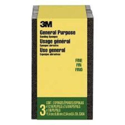 DESCRIPTION: (18) SANDING SPONGES BRAND/MODEL: 3M INFORMATION: FINE GRIT SIZE: 4-1/2" X 5-1/2" RETAIL$: $55.00 TOTAL QTY: 18