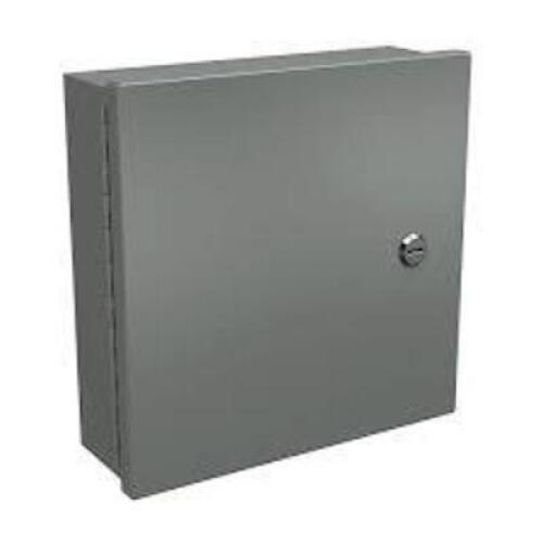 DESCRIPTION: (1) SMALL CABINET ENCLOSURE BRAND/MODEL: WIEGMANN #2W819 INFORMATION: GRAY, POLYESTER SIZE: 12" X 12" X 4" RETAIL$: $137.62 EA QTY: 1