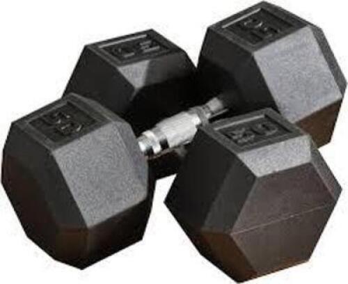 DESCRIPTION: (2) DUMBBELL HAND WEIGHTS BRAND/MODEL: CAP INFORMATION: BLACK, RUBBER CAPS SIZE: 60 LBS RETAIL$: $118.99 EA QTY: 2