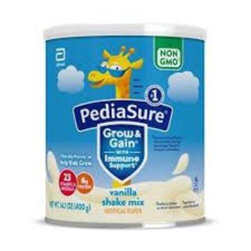 DESCRIPTION: (4) CANS OF GROW AND GAIN BABY FORMULA BRAND/MODEL: PEDIASURE INFORMATION: VANILLA SHAKE MIX SIZE: 14.1 OZ RETAIL$: $14.99 EA QTY: 4