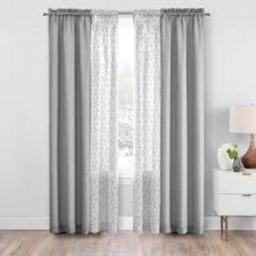 DESCRIPTION: (1) 4PC WINDOW SET BRAND/MODEL: MAINSTAYS INFORMATION: GREY RETAIL$: $14.98 EA QTY: 1