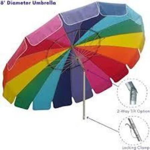 DESCRIPTION: (1) MULTICOLOR UMBRELLA WITH AUGER TIP RETAIL$: $59.50 ea QTY: 1