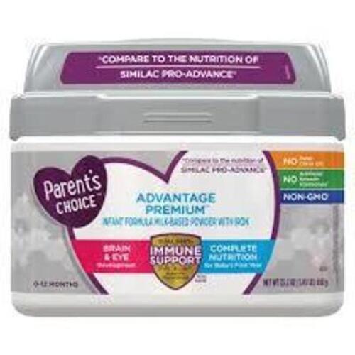DESCRIPTION: (2) INFANT FORMULA BRAND/MODEL: PARENT'S CHOICE SIZE: 23.2 OZ RETAIL$: $14.76 EA QTY: 2