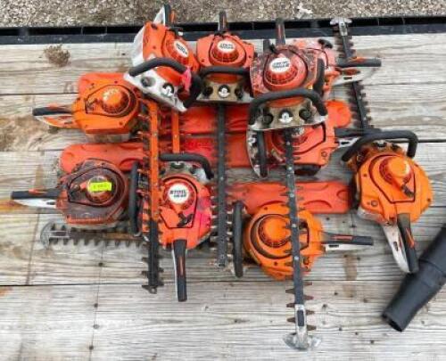 DESCRIPTION: (10) GAS HEDGE TRIMMERS BRAND/MODEL: STIHL INFORMATION: NOT IN WORKING CONDITION - SOLD AS IS FOR PARTS QTY: 1