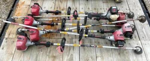 DESCRIPTION: (8) GAS STRING TRIMMERS BRAND/MODEL: RED MAX INFORMATION: NOT IN WORKING CONDITION - SOLD AS IS FOR PARTS QTY: 1