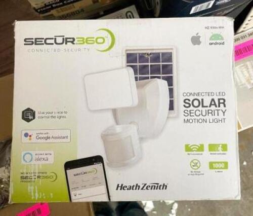 SECUR360 Voice Activated Wi-Fi Connected White Motion Activated Solar Operated Integrated LED Outdoor Security Flood Light