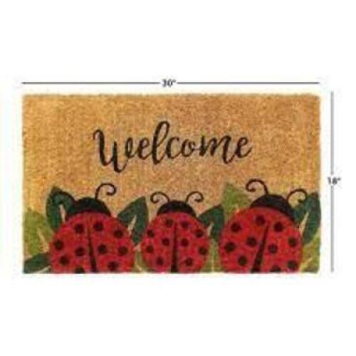 Natural 18 in. x 30 in. Ladybug Coir Doormat