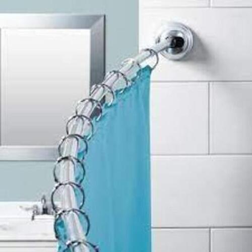 ZENNA HOME NeverRust 50 in. to 72 in. Aluminum Dual Mount Curved Shower Rod in Chrome