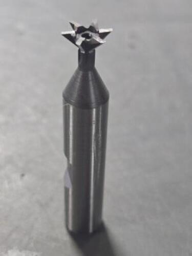 DESCRIPTION: (2) COBALT 45* DOVETAIL CUTTER BRAND/MODEL: VC 01829241 SIZE: 3/8" CUT DIA 3/16" CUT W RETAIL$: $67.32 QTY: 2
