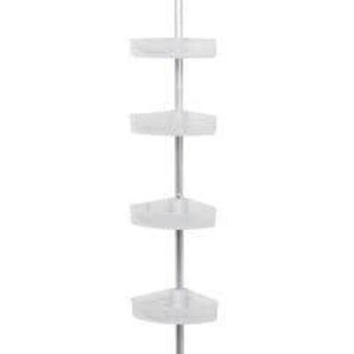 ZENNA HOME NeverRust Aluminum Tension Corner Shower Caddy in Satin Chrome and Frosted