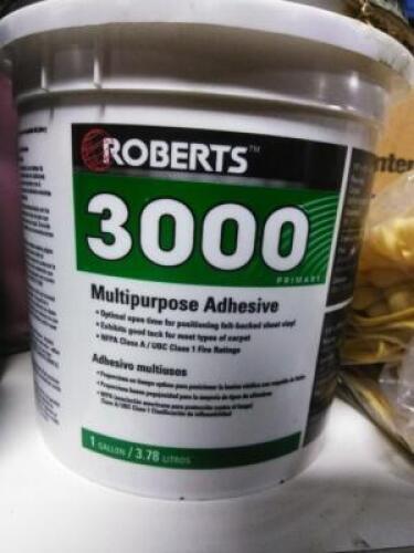 DESCRIPTION: (1) MULTIPURPOSE ADHESIVE BRAND/MODEL: ROBERTS 3000 #53WC20 SIZE: 1 GALLON RETAIL$: $22.05 EA QTY: 1