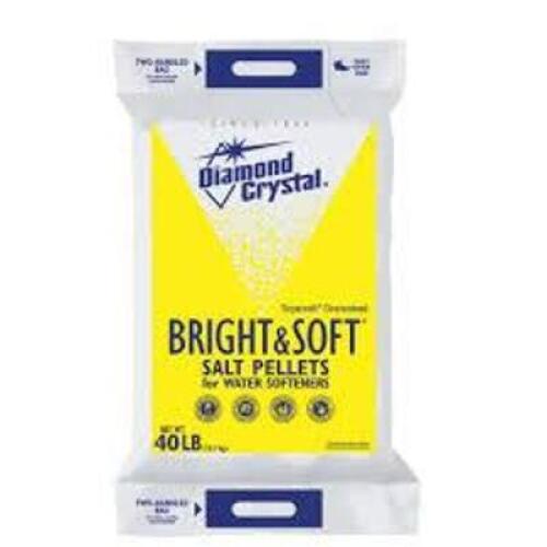 DESCRIPTION: (2) BAGS OF SALT PELLETS BRAND/MODEL: DIAMOND CRYSTAL BRIGHT AND SOFT SIZE: 40 LB RETAIL$: $8.99 EA QTY: 2
