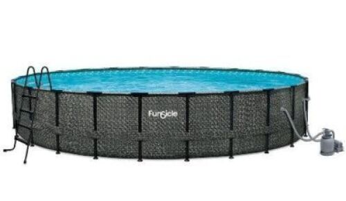 DESCRIPTION: (1) ROUND POOL WITH COVER BRAND/MODEL: BLUE WAVE INFORMATION: ESPRESSO WICKER SIZE: 18' X 52" RETAIL$: $939.20 EA QTY: 1