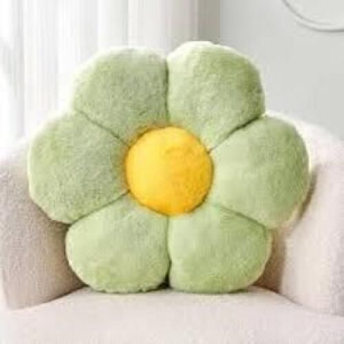 DESCRIPTION: (1) THORW PILLOW INFORMATION: GREEN FLOWER SHAPE RETAIL$: $14.00 EA QTY: 1