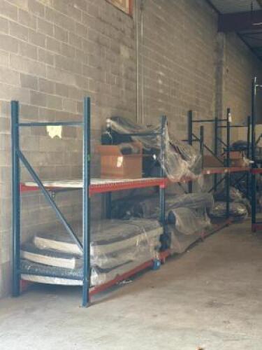 (4) - SECTIONS OF MULTI HEIGHT TEAR DROP PALLET RACKING WITH WIRE DECKING