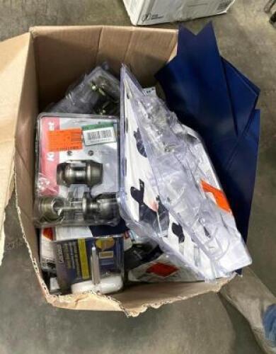 LARGE BOX OF ASSORTED DOOR HARDWARE (MOST ARE MISSING PIECES OR INCOMPLETE) (SEE ALL PHOTOS)