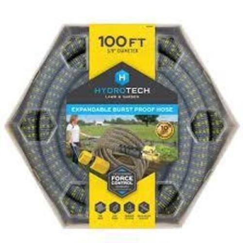 DESCRIPTION: (1) EXPANDABLE BURST PROOF HOSE BRAND/MODEL: HYDROTECH SIZE: 5/8", 100' RETAIL$: $69.99 EA QTY: 1