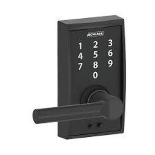 DESCRIPTION: (1) KEYLESS TOUCHSCREEN LEVER BRAND/MODEL: SCHLAGE INFORMATION: BLACK RETAIL$: $129.00 EA QTY: 1