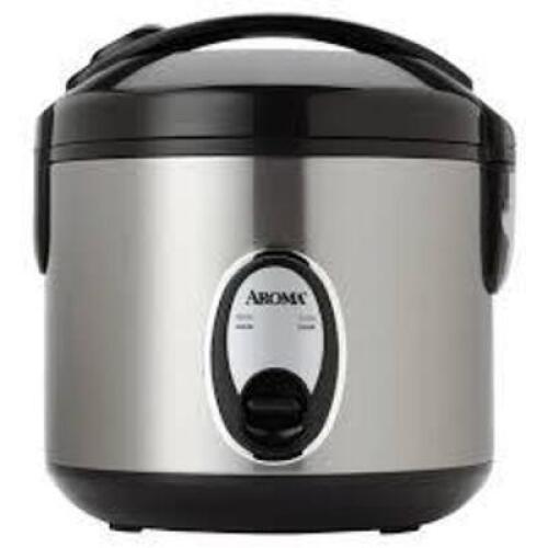 DESCRIPTION: (1) RICE AND GRAIN COOKER BRAND/MODEL: AROMA INFORMATION: STAINLESS STEEL SIZE: 8 CUPS RETAIL$: $30.00 EA QTY: 1