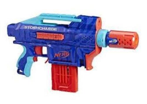 DESCRIPTION: (1) STORMCHARGE BRAND/MODEL: NERF INFORMATION: BLUE AND ORANGE RETAIL$: $26.99 EA QTY: 1