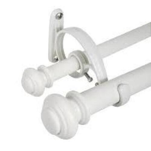 (2 PACK) Urn 72 in. to 144 in. Single Curtain Rod in Bright White