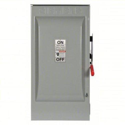 DESCRIPTION: (1) SAFETY SWITCH, FUSIBLE BRAND/MODEL: SIEMENS #HF224NR INFORMATION: 200 A, SINGLE PHASE, 240V AC, GALVANIZED STEEL, INDOOR/OUTDOOR RETA