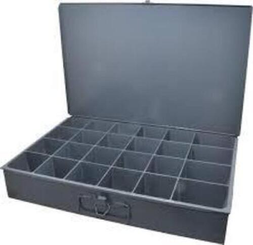 DESCRIPTION: (3) SMALL COMPARTMENT PARTS STORAGE BOX BRAND/MODEL: DURHAM INFORMATION: BLUE, STEEL FRAME SIZE: 24 COMPARTMENT RETAIL$: $48.51 EA QTY: 3