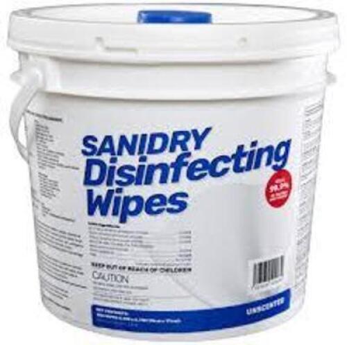 DESCRIPTION: (4) DISINFECTANT CLEANING WIPES BRAND/MODEL: ROSMAR SANIDRY WIPES #786LC3 SIZE: 300 WIPES PER CONTAINER RETAIL$: $18.48 EA QTY: 4