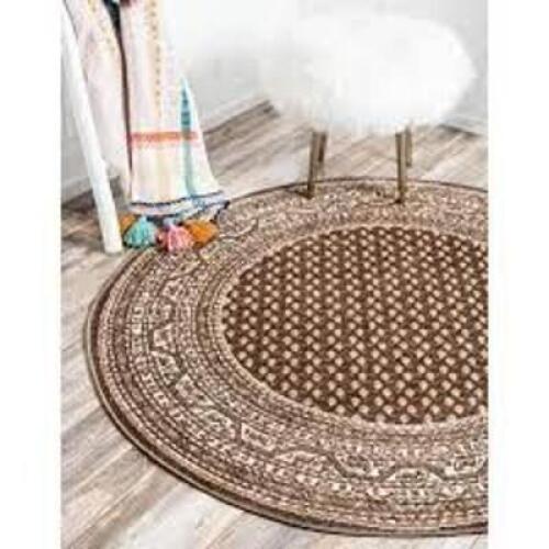 SAFAVIEH Adirondack Ivory/Light Blue 6 ft. x 6 ft. Round Border Area Rug