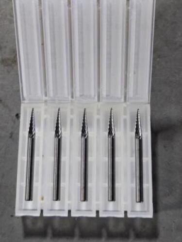 DESCRIPTION: (5) SINGLE CUT ABRASIVE CONE BUR BRAND/MODEL: SGS PRO 15700 SIZE: 1/8" CUT DIA RETAIL$: $51.30 QTY: 5