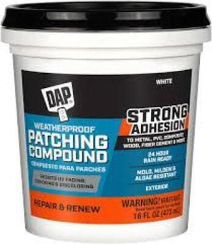 DESCRIPTION: (1) WATERPROOF PATCHING COMPOUND BRAND/MODEL: DAP REPAIR AND RENEW INFORMATION: WHITE SIZE: 16 FL OZ RETAIL$: $18.60 EA QTY: 1