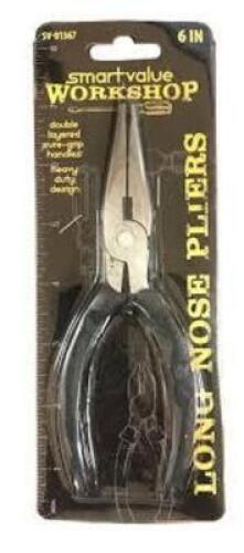 DESCRIPTION: (1) CASE OF (22) LONG NOSE PLIERS BRAND/MODEL: SMART VALUE WORKSHOP SIZE: 6IN RETAIL$: $167.76 EA QTY: 1