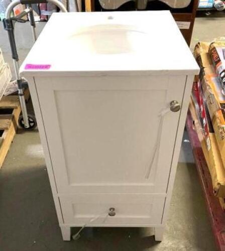 (SMALL CHIP ON ONE CORNER) 18" Single Bathroom Vanity in White